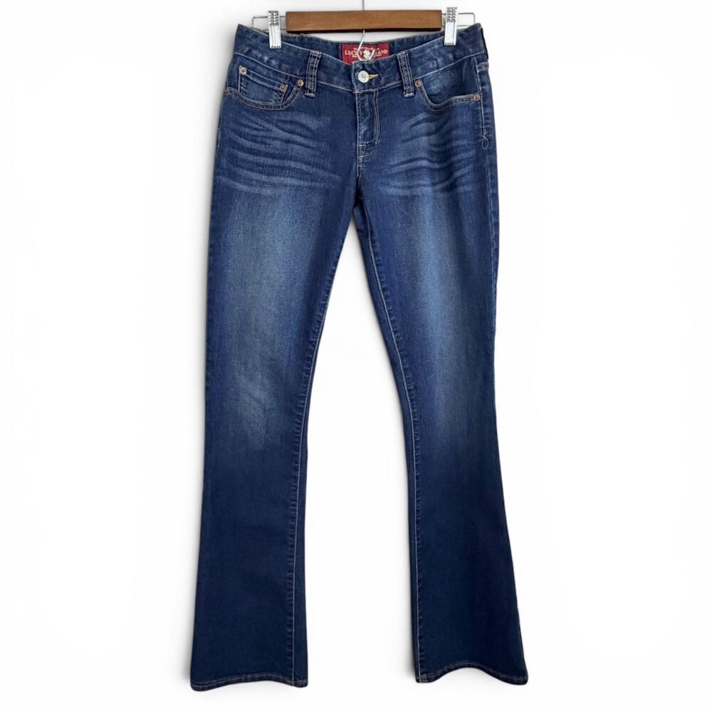 lucky brand lola low rise bootcut jeans y2k boho western vintage wash sz 4 long - Picture 3 of 11